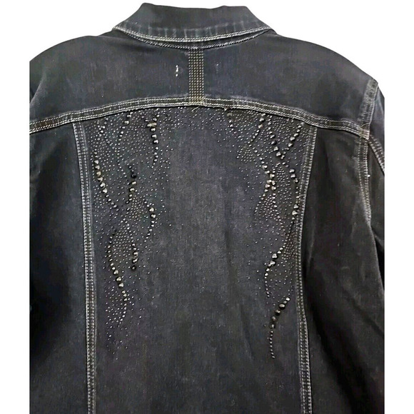 Luxe Moda ~Woman Size XL~ Black Denim Beaded Jacket Cotton Blend. - Picture 7 of 9